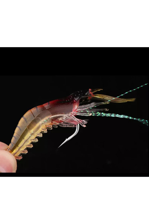 Karides Shrimp Sahte Silikon Balık Yemi Fosforlu Kancalı 7.5 Cm 5,5 Gram