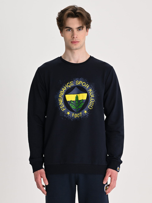 Sarı Lacivert Tribün Tramlı Logo Erkek Sweatshirt