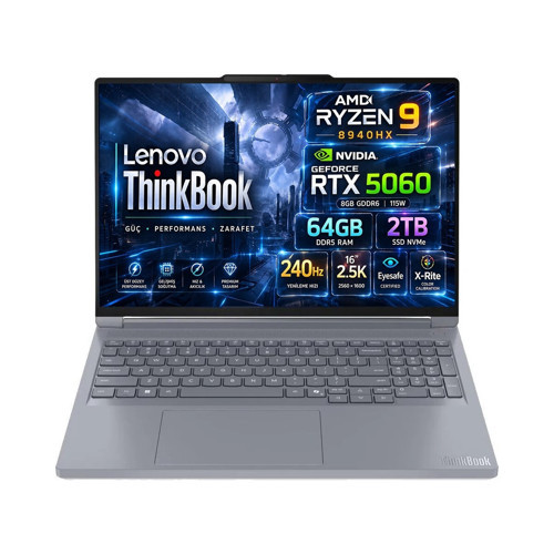 Thinkbook 16P G6 Adr Amd Ryzen 9 8940HX 64GB 2tb SSD Rtx 5060 8gb 16" Wqxga IPS 240Hz Windows 11 Pro Dizüstü Bilgisayar