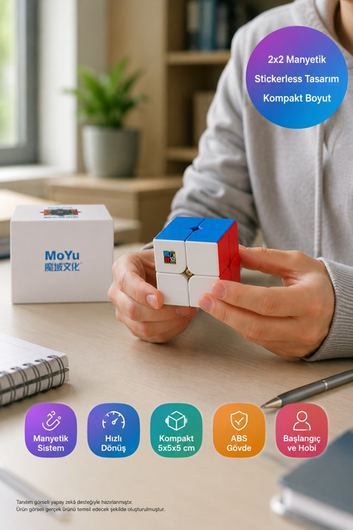 Moyu 2x2 Manyetik Zeka Küpü Stickerless Speed Cube MoYu RS2M Akıcı Dönüşlü Kompakt Hobi Küpü