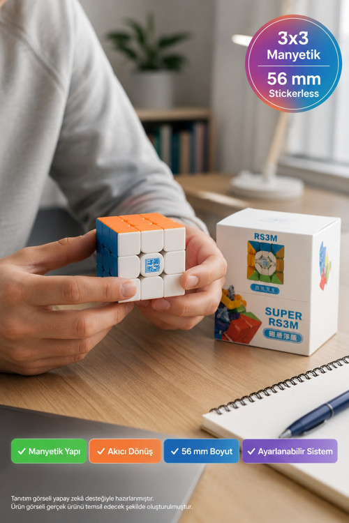 MoYu Super RS3M 3x3 Manyetik Hız Küpü Stickerless 9 Kademeli Ayarlanabilir Speed Cube MF8828 5,6 cm