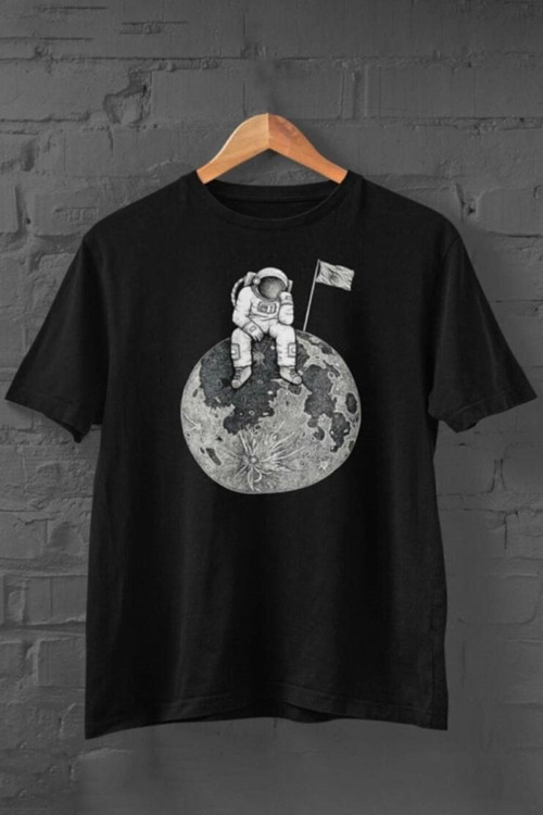 Flag Astronot Baskılı Tshirt