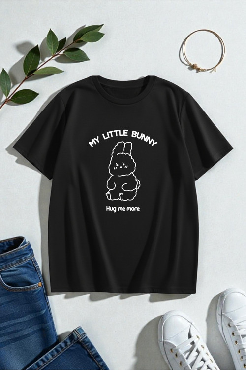 Unisex My Little Bunny Baskılı Tasarım Tshirt