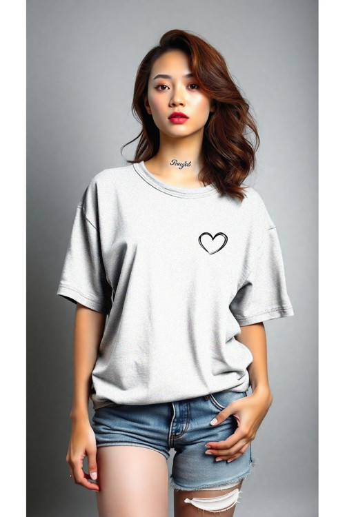 Unisex Hearts Baskılı Tasarım Tshirt
