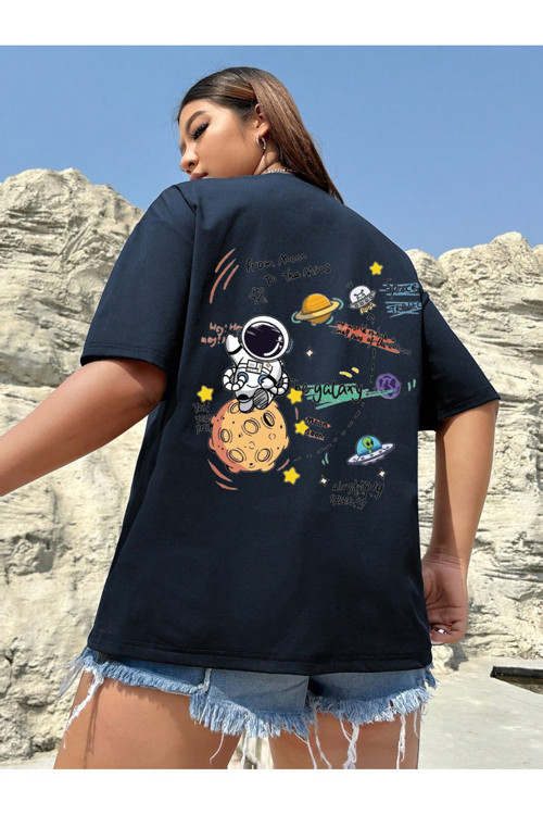 Unisex Galaksi Tasarım Basklı Tshirt