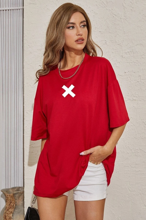 Unisex X Baskılı T-shirt