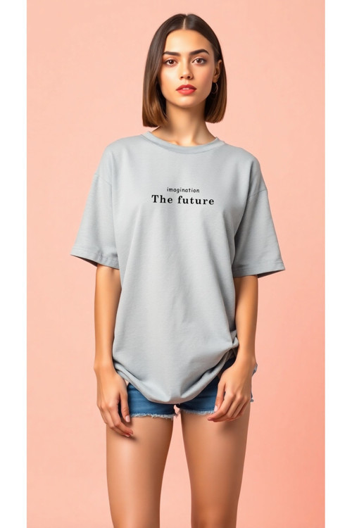 Unisex The Future Baskılı Oversize T-shirt