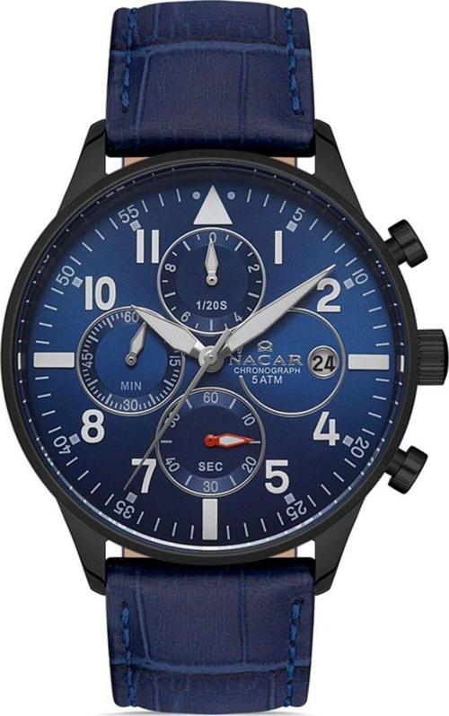 NC34-290750-BLL3 Mavi Hakiki Deri Erkek Kol Saati