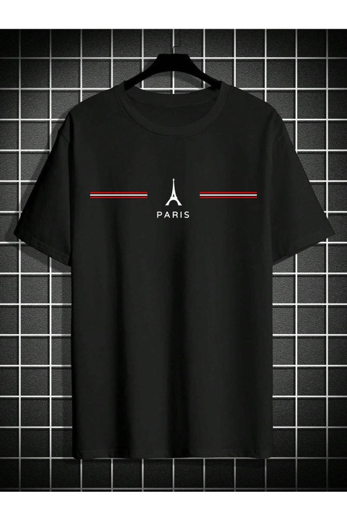 Unisex Paris Baskılı Oversize Tshirt