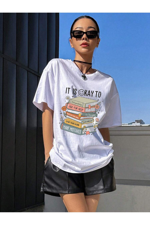 Unisex Its Okay To Baskılı Tasarım Tshirt