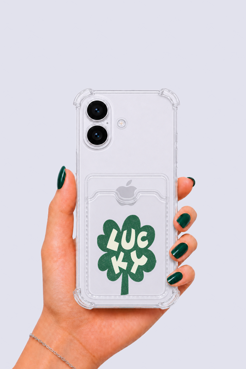 iPhone 16 Kartlıklı Lucky Yonca Desenli Kılıf - GESA553561-8722