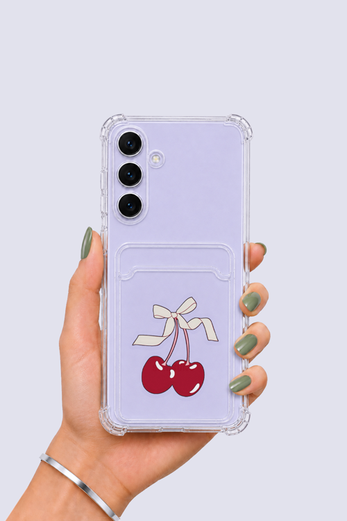 Samsung Galaxy S25 FE Kartlıklı Kiraz Desenli Kılıf - GESA551042-8014