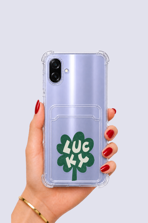 Samsung Galaxy A07 Kartlıklı Lucky Yonca Desenli Kılıf - GESA551455-2715