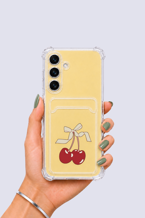 Samsung Galaxy S24 FE Kartlıklı Kiraz Desenli Kılıf - GESA556484-7478