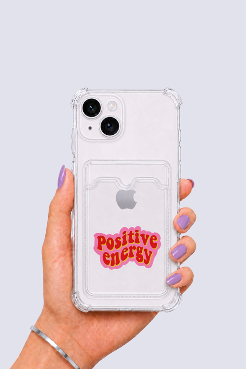 iPhone 13 Kartlıklı Pozitif Enerji Desenli Kılıf - GESA559606-2851