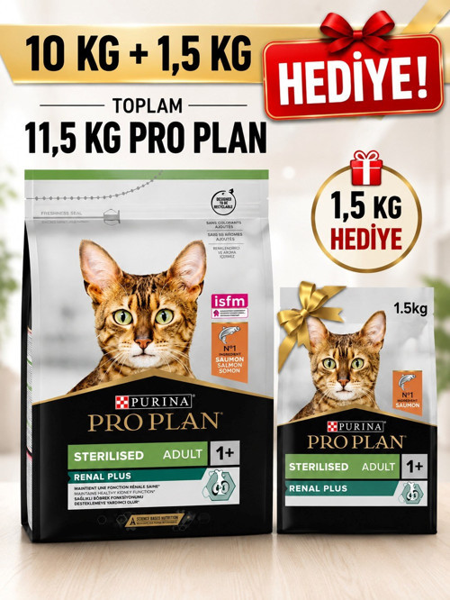 Sterilised Renal Plus Somonlu Kısır Kedi Maması 10 kg + 1,5 kg Hediye
