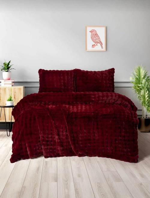 Merinos Diamond Kürk Bubble Desen Comforter Set, Çift Kişilik Yorgan Seti (220x240)