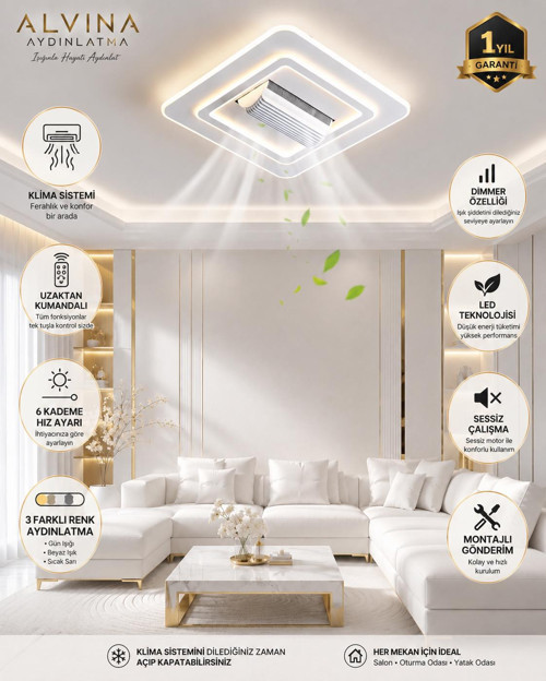 akıllı tavan ayarlanabilir klima modu ayarlanabilir renk ayarı ve dimmer özelliği beyaz panel