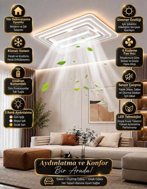 akıllı tavan ayarlanabilir klima modu ayarlanabilir renk ayarı ve dimmer özelliği beyaz panel