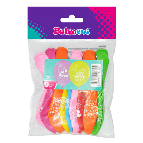 Balon Doğum Günü Baskılı 12" 9 LU
