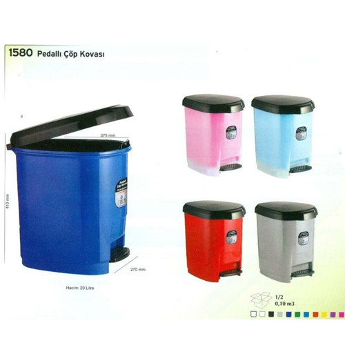 Çöp Kovası Plastik Kapaklı Pedallı 20 Lt 1580