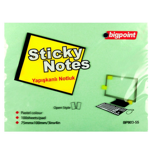 Yapışkanlı Not Kağıdı 75x100 Yeşil BP803-55