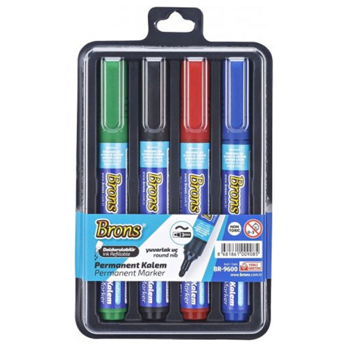 Permanent Marker Kalem Yuvarlak Uç 4 LÜ Bls BR-9600