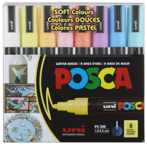 Posca 1.8-2.5 Su Bazlı Poster Markörü Sotf Renk 8 Li PC-5M/8C