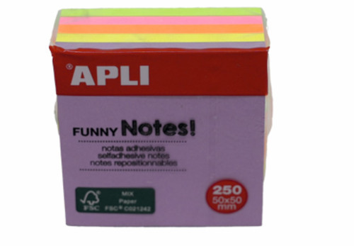 Aplı Yapışkanlı Not Kağıdı 5 Renk Küp 250 YP 50x50 11596