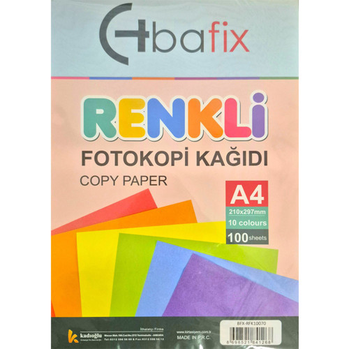 Renkli Fotokopi Kağıdı, 100 Lük, 10 Renk Karışık