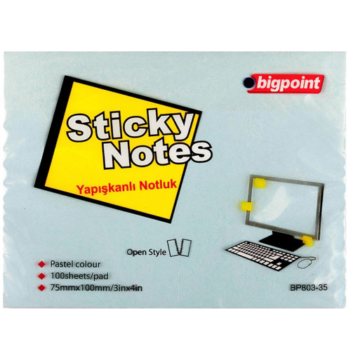 Yapışkanlı Not Kağıdı 75x100 Mavi BP803-35