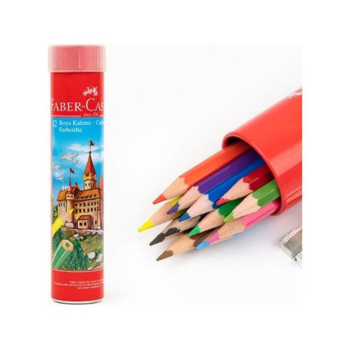 Faber Kuru Boya Red Line Metal Tüp Kutu Tam Boy 12 Renk Kalemtıraş Hediyeli 5173 116512