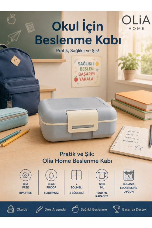 Bölmeli Beslenme Kabı 19X14 Cm Kilitli Saklama Kabı Okul Ofis Piknik Gıda Taşıma Kabı