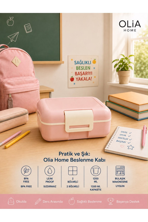 Bölmeli Beslenme Kabı 19X14 Cm Kilitli Saklama Kabı Okul Ofis Piknik Gıda Taşıma Kabı