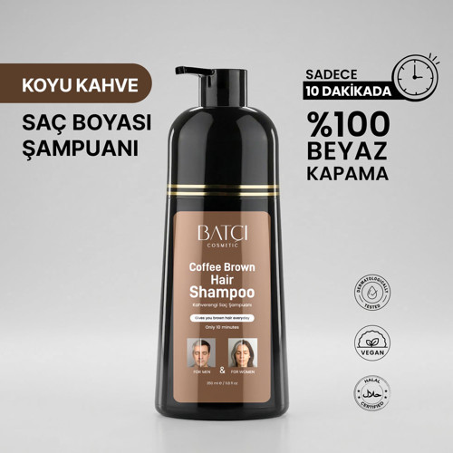 Beyaz Saçlar İçin Koyu Kahve Anında Etkili Saç Boyası Şampuan 350 Ml