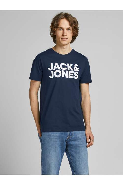 Jack Jones Yazılı Erkek Bisiklet Yaka Tişört 12151955
