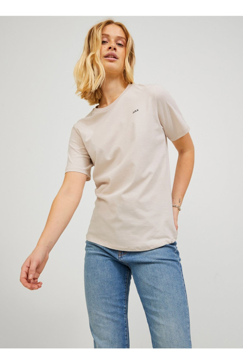 Bisiklet Yaka Krem Kadın T-Shirt 12206974