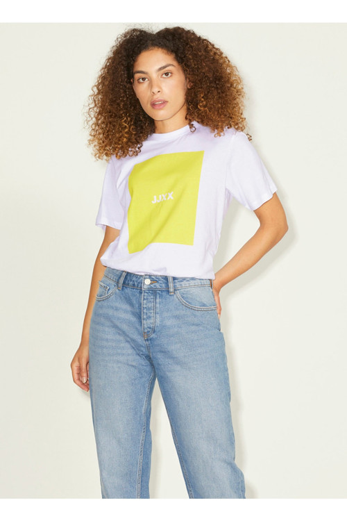Bisiklet Yaka Baskılı Ekru Kadın T-Shirt 12204837