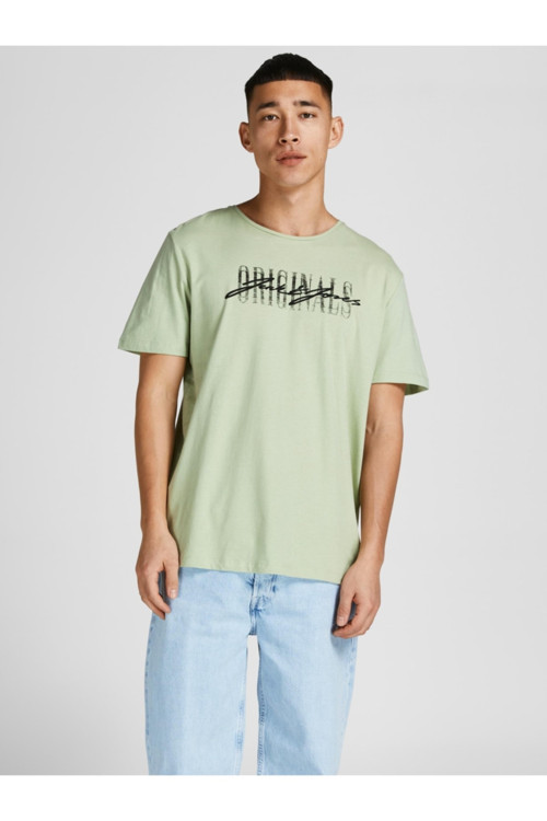 Jack Jones Jungle Script Tee Ss Crew Neck Blk Erkek Gri Tshirt 12205957-05