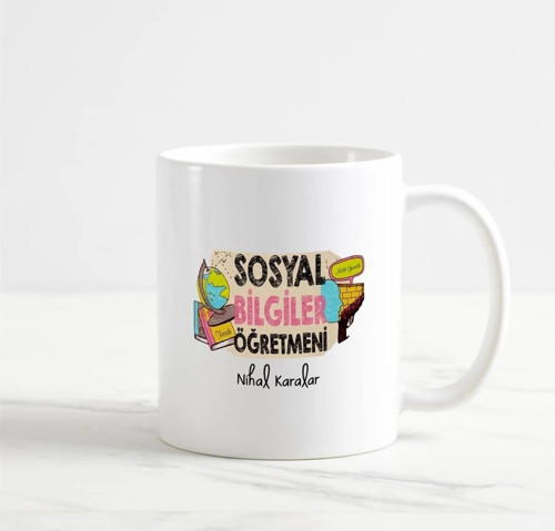 Sosyal Bilgiler Öğretmeni Isme Özel Kupa Bardak