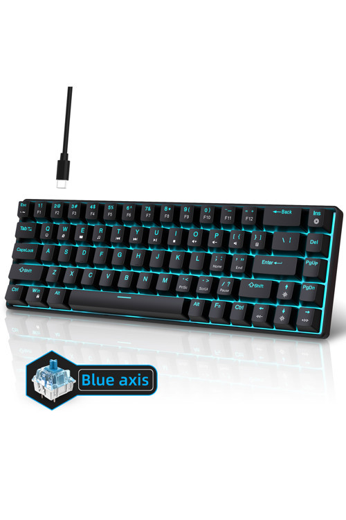 V800 68 Tuşlu Rgb Mekanik Gaming Klavye Kablolu Oyuncu Klavyesi, Mavi Switch , Ultra Kompakt E-Spor Oyuncu Klavyesi
