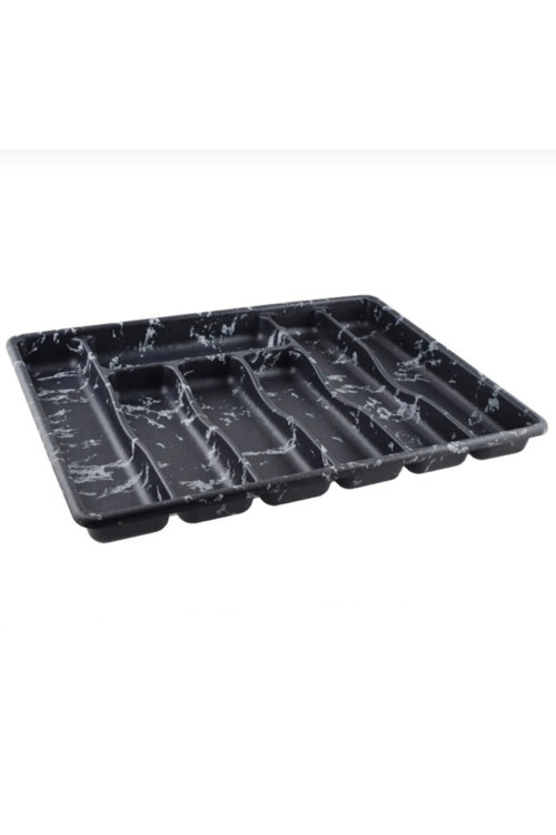 7 Bölmeli Çekmece İçi Kaşıklık Organizer – Sert Plastik Mermer Desenli Kaşık Çatal Bıçak Düzenleyici 36X31,5 Cm Mutfak İçi Düzenleyici