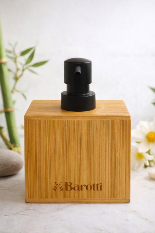 Modern Doğal Görünümlü Bambu Dikdörtgen Sıvı Sabunluk, Losyonluk,Banyo Ve Mutfak Sabunluğu