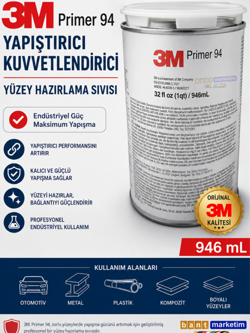 3M Primer 94 Yüzey Hazırlama Sıvısı Yapıştırıcı Güçlendirici 946 ml