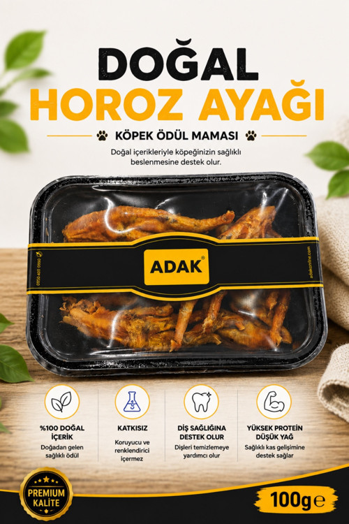 Doğal Horoz Ayağı Köpek Ödül Maması 100 G Kurutulmuş Katkısız Doğal Çiğneme Ödülü