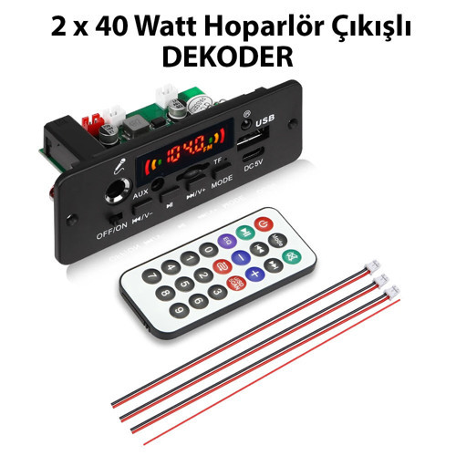 2 X 40 Watt Hoparlör Çıkışlı Karaoke Dekoder ( Fm Radyo,Usb,Bluetooth,Aux,Tf Kart,Mp3 Player )