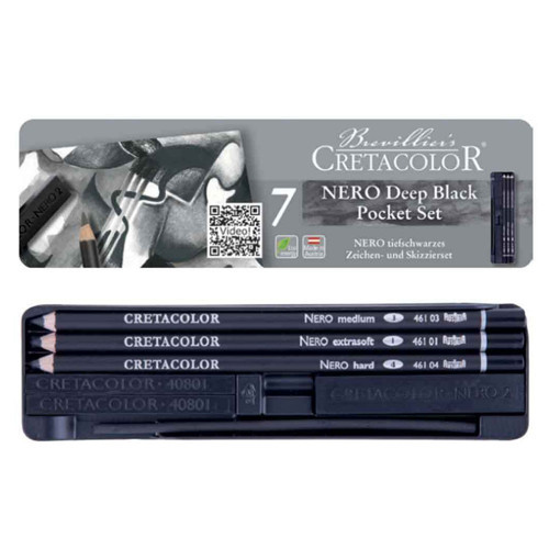 Nero Drawing Set Yağlı Kömür Çizim Seti 7 Parça Metal Kutu 40008