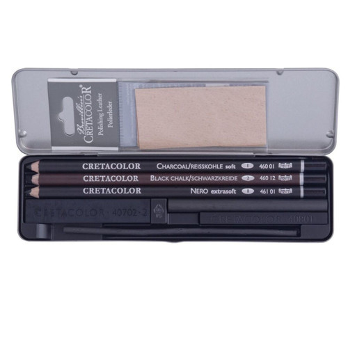 Charcoal Drawing Set Kömür Çizim Seti 8 Parça Metal Kutu 46008