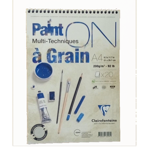 Clairefontaine Resim Defteri paint-On A Grain Çizim Blok Üstten Spiralli 20 YP A4 200 GR PD 966218