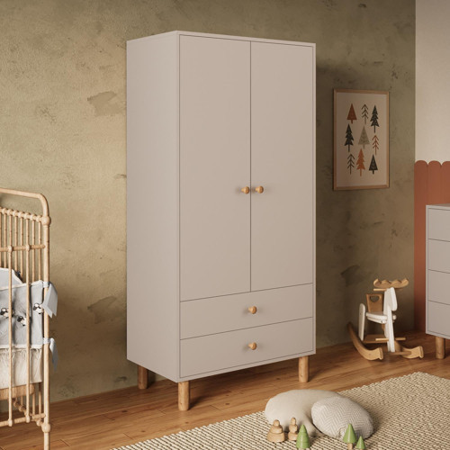 KG2030 Bunny Kumtaşı 80 cm, 2 Kapaklı Gardırop, 2 Çekmeceli Yüksek Ayaklı Çocuk Odası Gardırobu